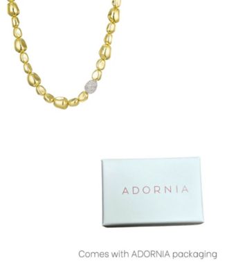 Gold Plated Crystal Pebbled Gold Necklace