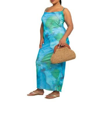 Women's Curve Strappy Abstract Print Maxi Dress
