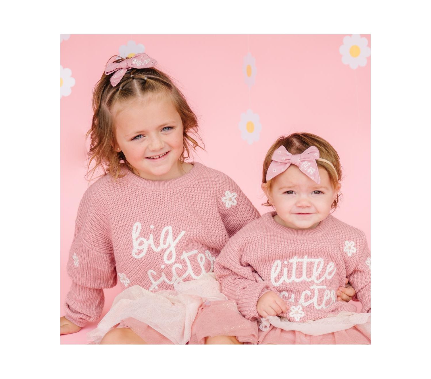 Little and Big Girls Big Sister Knit Sweater