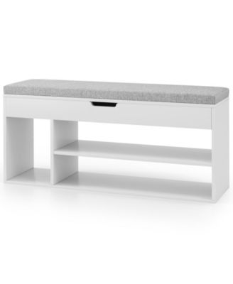 Shoe Bench Home Entryway Shoes Storage Bench w/ Padded Seat & Hidden Storage
