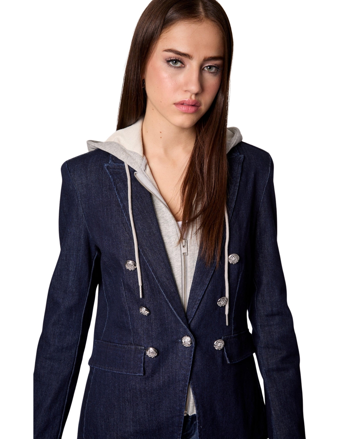 Blue Revival Women's Helen Rinse Blazer with Removable Grey Hoodie Insert