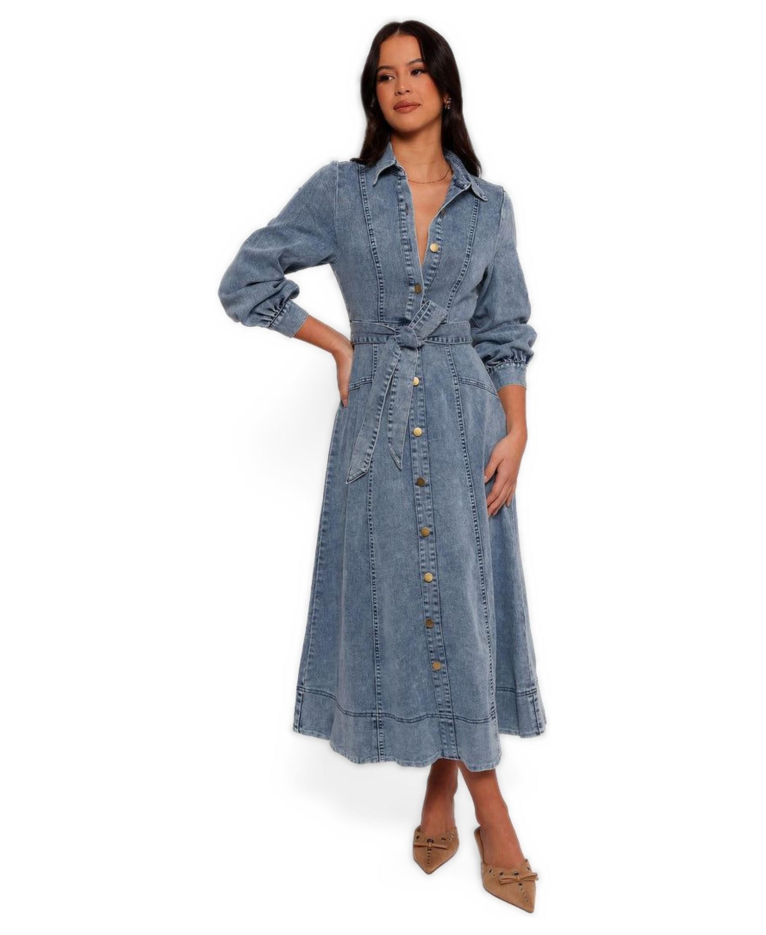 Emberly Long Sleeve Maxi Dress Women's Denim XS