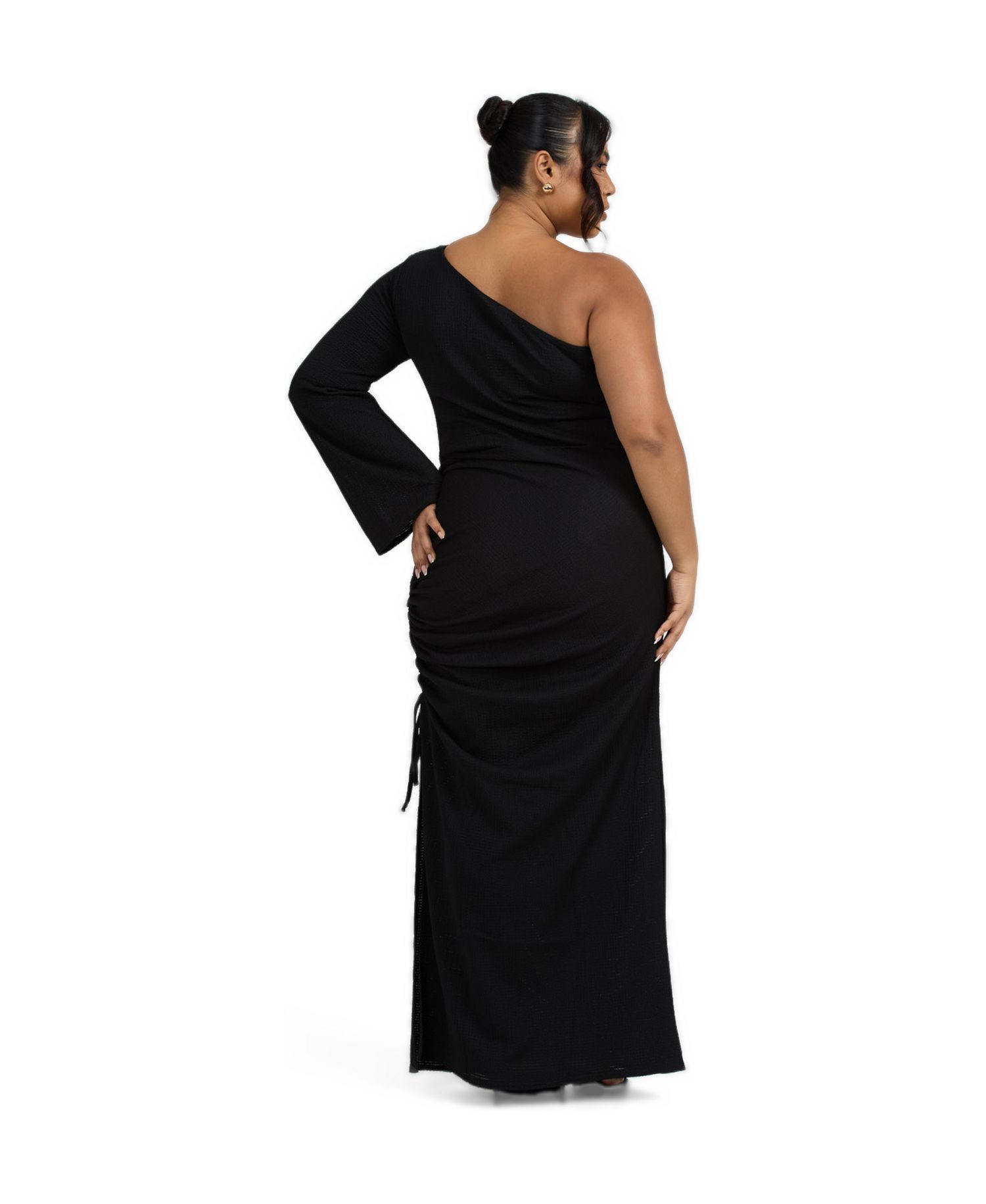 Women's One Shoulder Flare Sleeve Maxi Dress