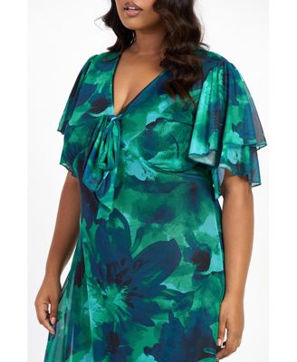 Women's Curve Flutter Sleeve Midi Dress