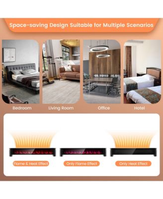 1400W Electric Baseboard Heater Convection Space Heater with Realistic 3D Flame