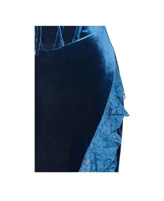 Women Odilia Teal Lace Velvet Maxi Dress