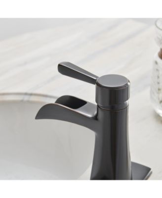 Waterfall Single Hole Single-Handle Low-Arc Bathroom Sink Faucet With Pop-up Drain Assembly