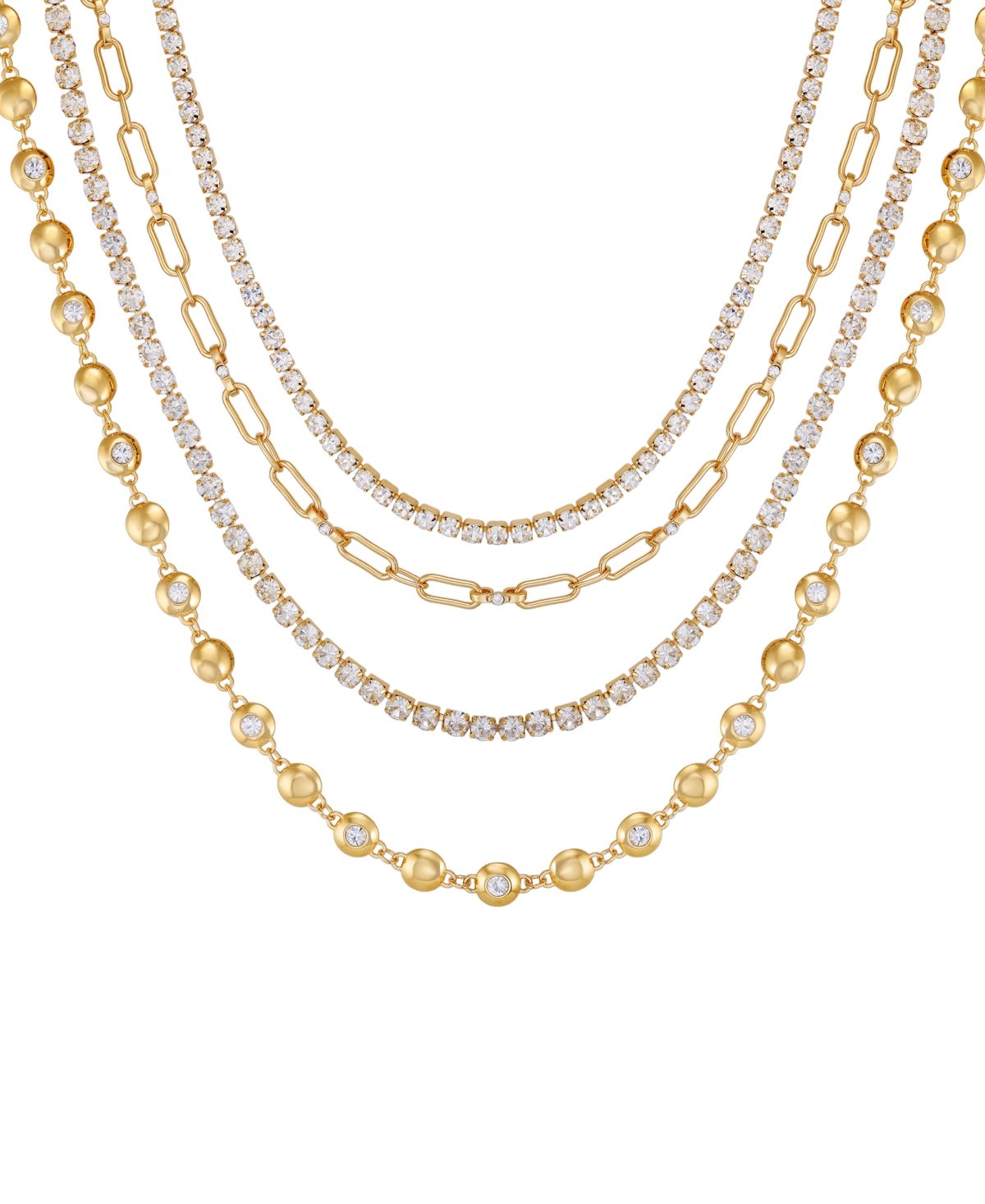 Guess Rhinestone Gold-tone Multi-row Necklace