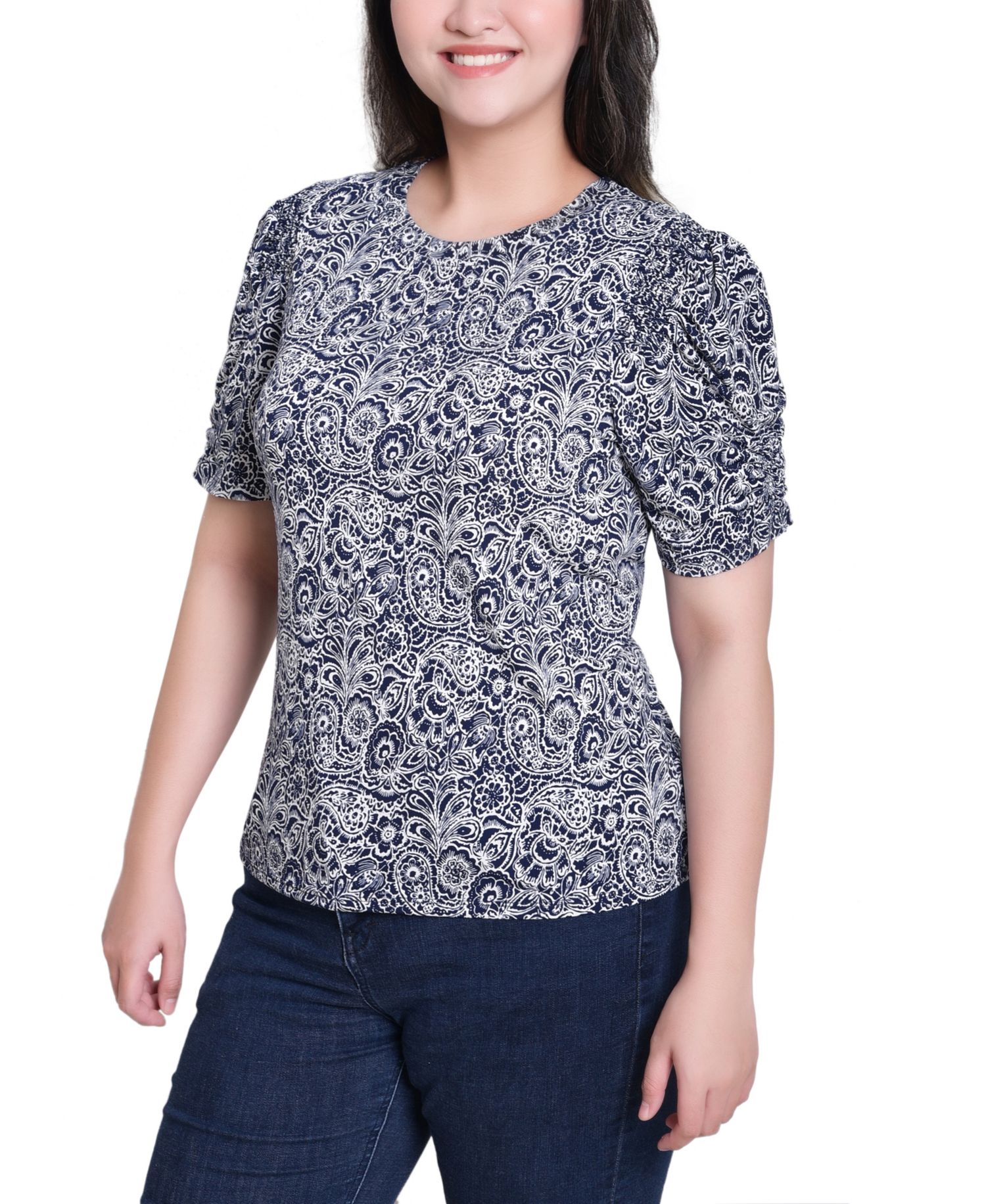 Petite Short Sleeve Scoop Neck Top