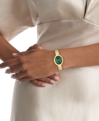 Women's Twisted Bezel Gold Tone Stainless Steel Bracelet Watch, 24mm