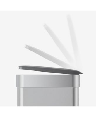 60L / 16 Gal (30L/8 Gal Split) Rectangular Recycle Step Can - Stainless Steel with Black Plastic Lid 