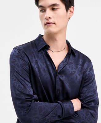 Men's Roma Paisley Jacquard Long-Sleeve Shirt