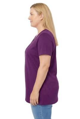 Plus Size Women's Perfect Short-Sleeve Shirred V-Neck Tunic Top