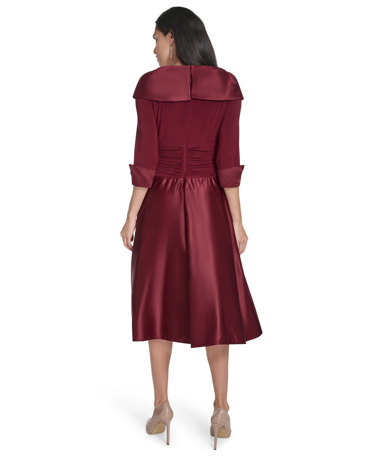 Jessica Howard Petite Rhinestone 3/4-sleeve Dress In Red