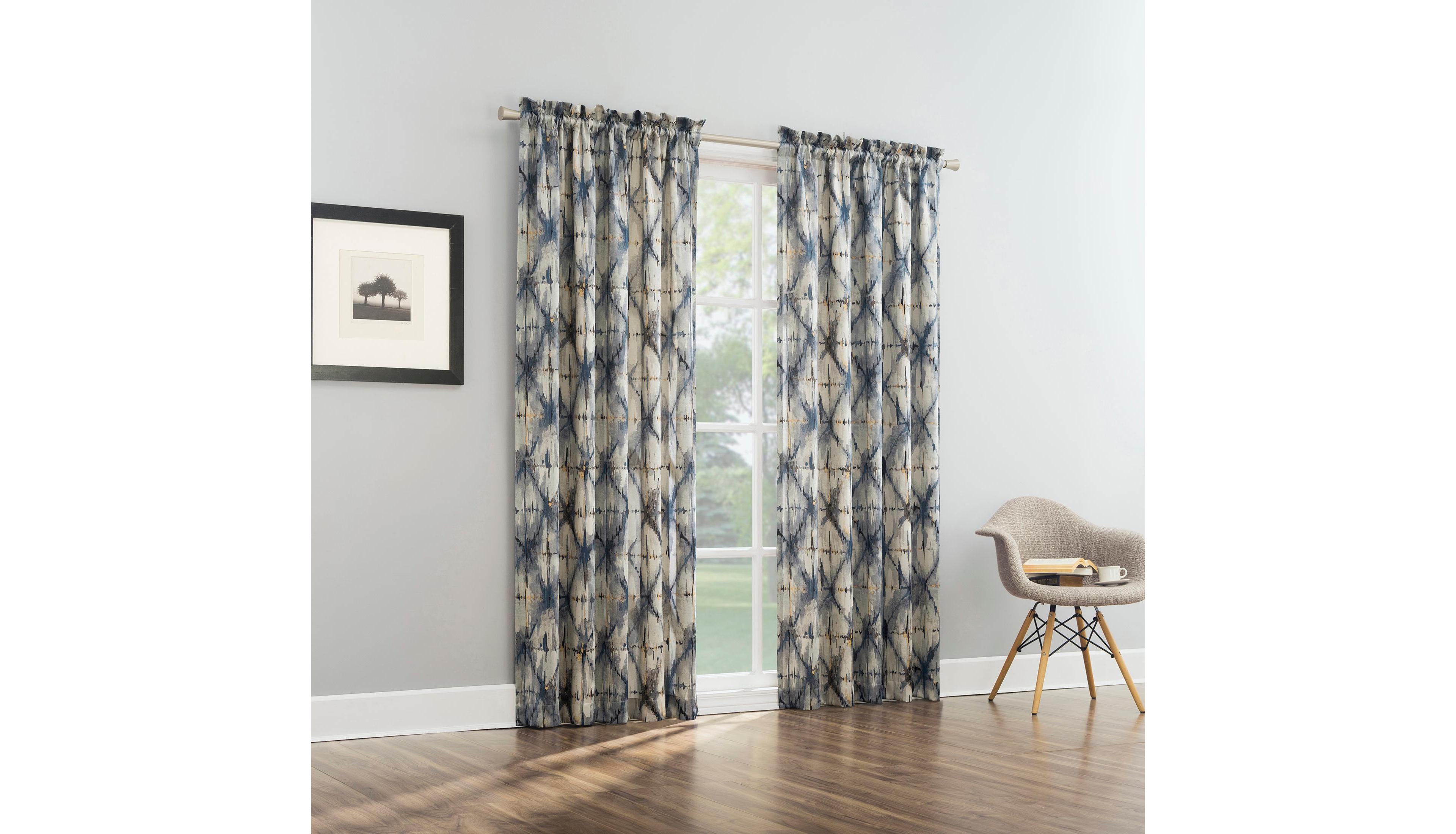 No. 918 Keenan Geometric Watercolor Room Darkening Rod Pocket Curtain Panel