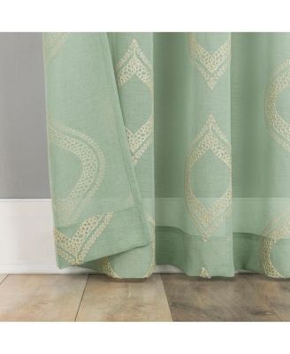 Rivalie Embroidered Medallion Sheer Rod Pocket Curtain Panel