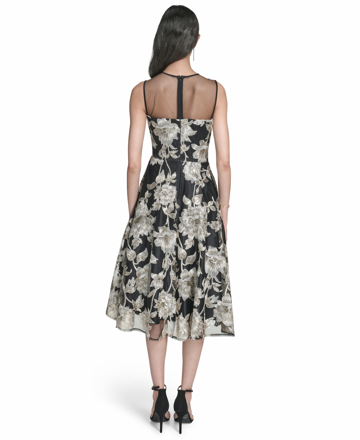 Eliza J Women's Lace Crewneck Midi Dress In Black