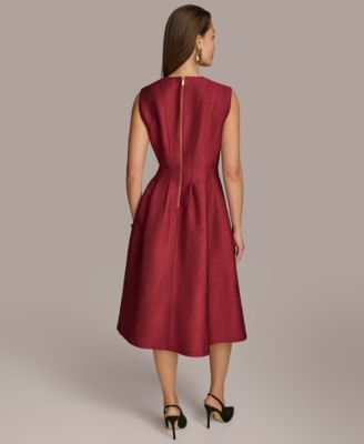 Women's Jacquard Solid Fit and Flare Dress