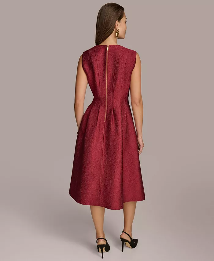 Women's Jacquard Solid Fit and Flare Dress - thumbnail 3