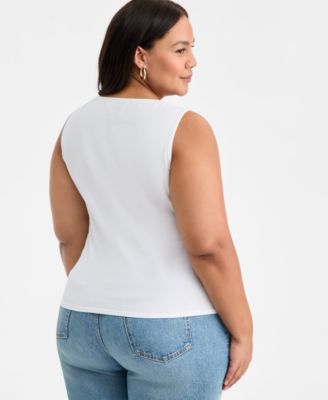 Trendy Plus Size Knit Boat-Neck Tank Top, Macy's Exclusive