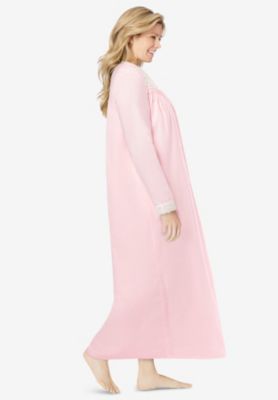 Plus Size Only Necessities Long 2-Piece Cabbage-Rose Peignoir Set