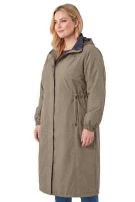 Plus Size Long Hooded Taslon Jacket