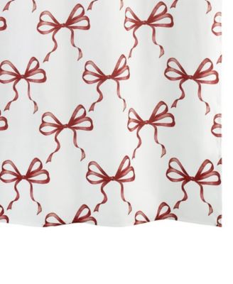 Christmas Bows Shower Curtain and 12-Pc. Shower Curtain Hooks Set