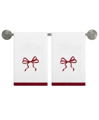 Christmas Bows Cotton 2-Pc. Hand Towel Set, 28" x 16"