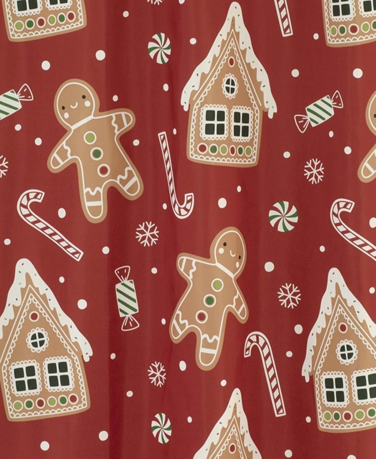 Avanti Gingerbread Man Polyester Shower Curtain, 72" X 72" In Red