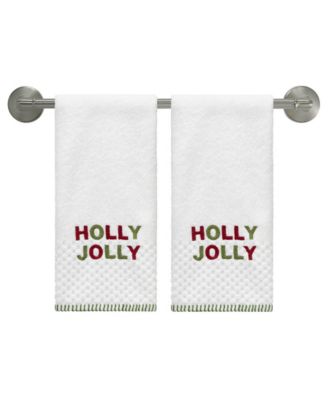 Holly Jolly Cotton 2-Pc. Hand Towel Set, 28" x 16