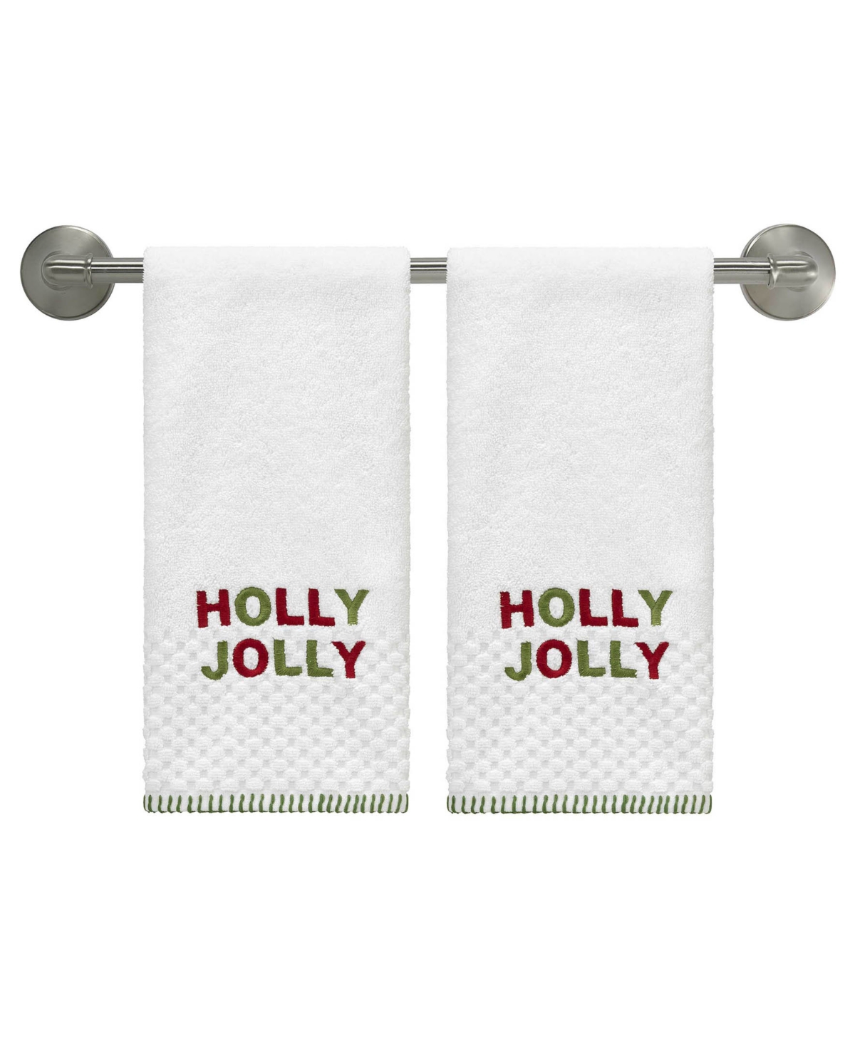 Avanti Holly Jolly Cotton 2-pc. Hand Towel Set, 28" X 16 In White