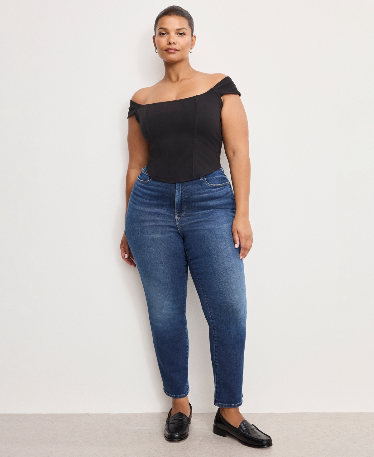 Good American Women's Dolly Joleans Straight Leg Jeans, Regular And Plus Size In Blue