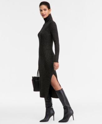 Women's Metallic Turtleneck Sweater Dress, Macy's Exclusive