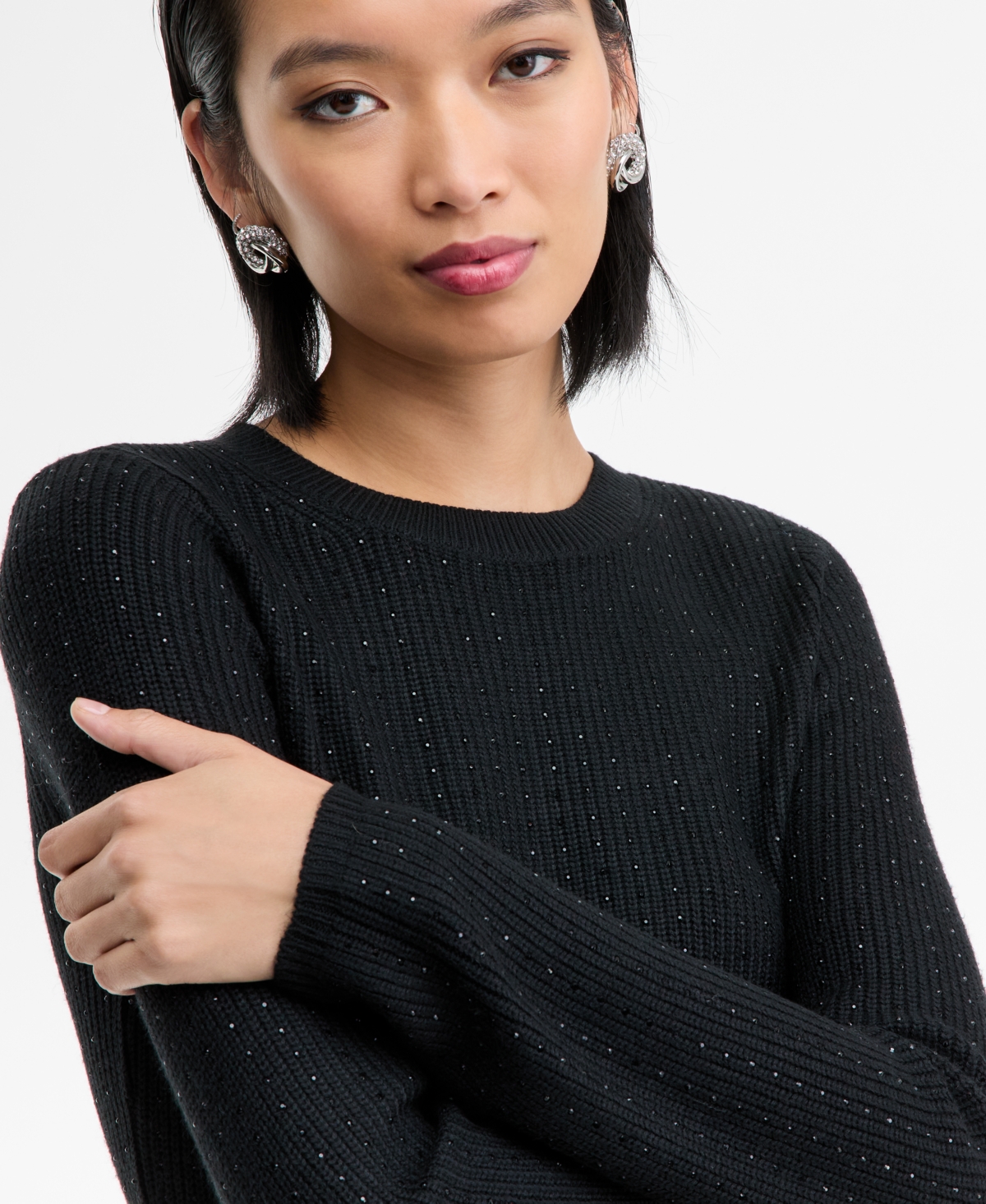 I.n.c. International Concepts Women's Rhinestone Rib Sweater, Macy's Exclusive