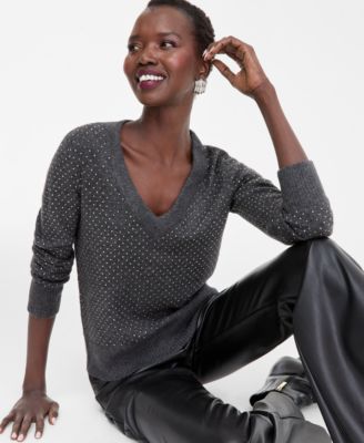 I.N.C. International Concepts - Women's Rhinestone Embellished Sweater