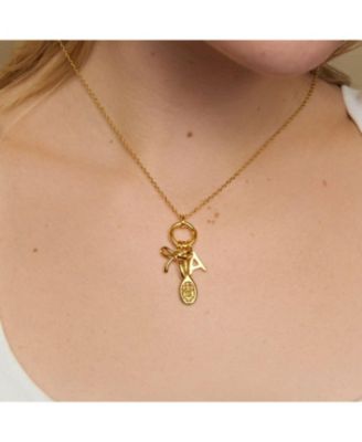 14K Gold Plated Tennis Racket Charm Necklace