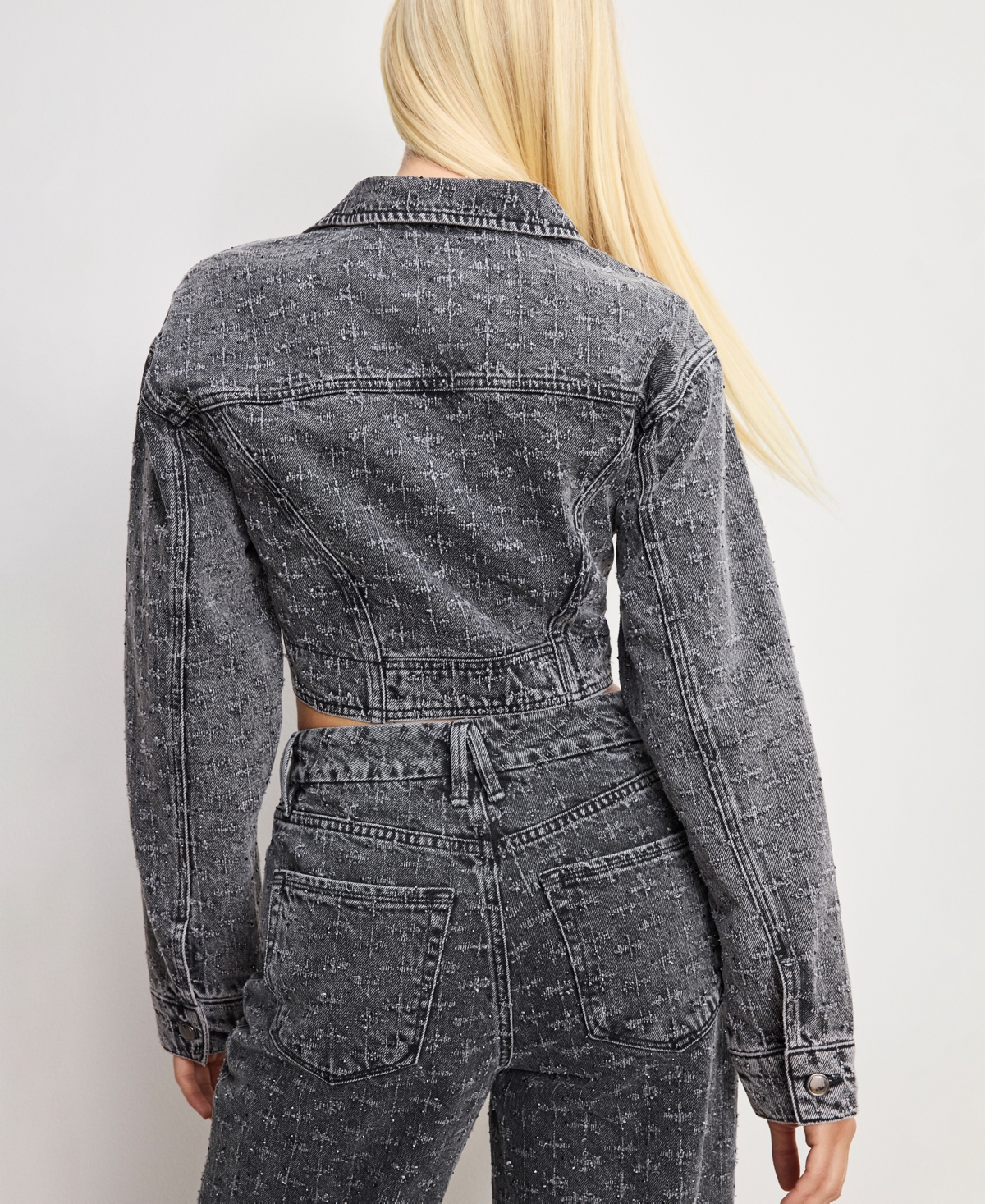 Good American Women's Dolly Joleans Crystal Denim Jacket, Regular & Plus Size In Black