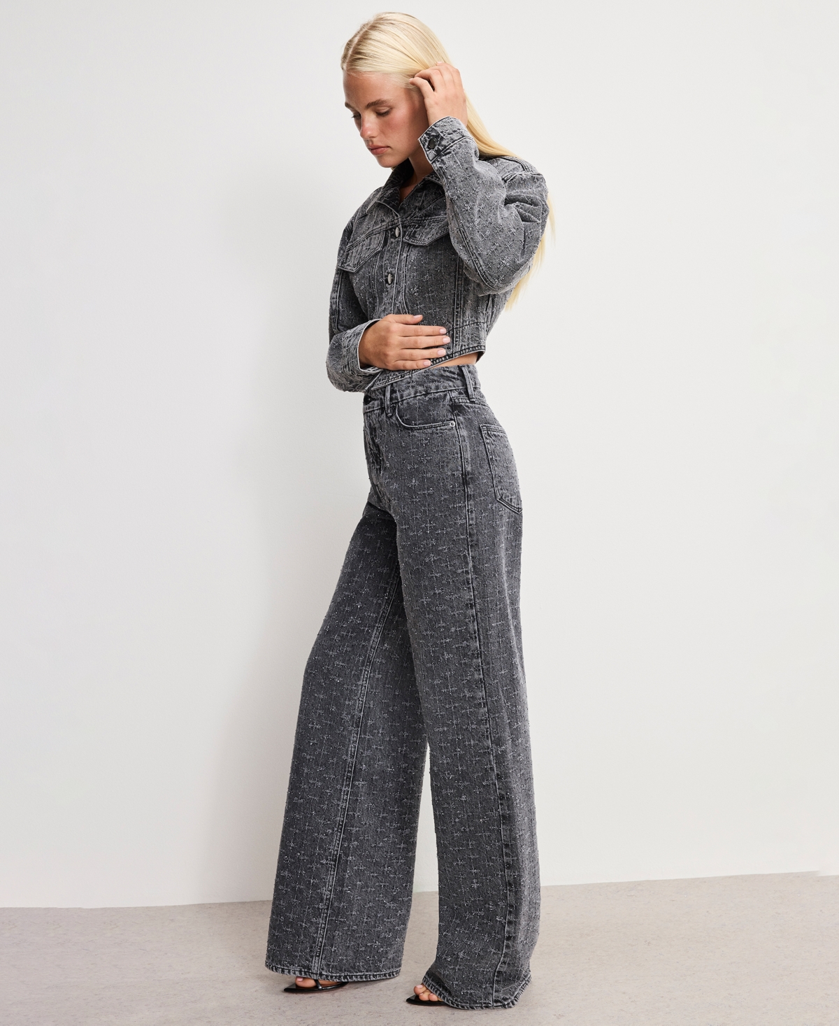 Good American Women's Dolly Joleans Crystal Skate Wide Leg Jeans, Regular & Plus