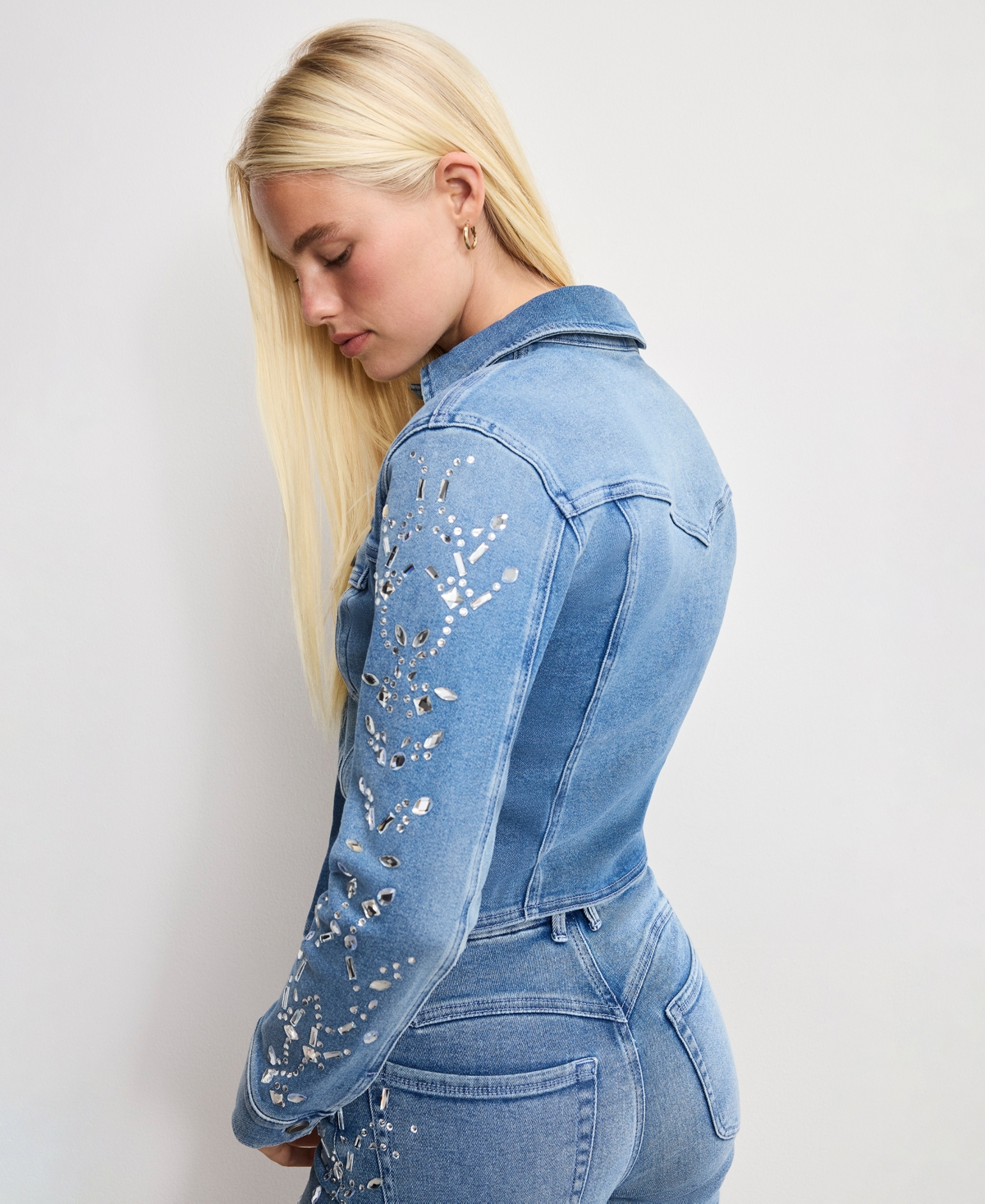 Good American Women's Dolly Joleans Embroidered Jacket, Regular & Plus Size In Blue