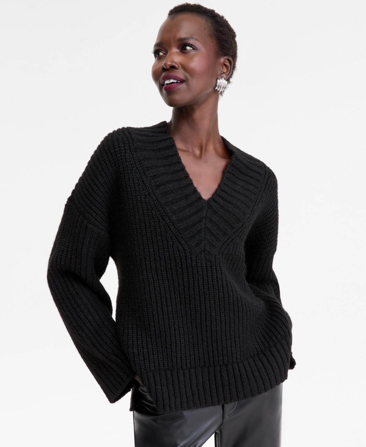 I.n.c. International Concepts Women's Oversized Ribbed Sweater, Macy's Exclusive