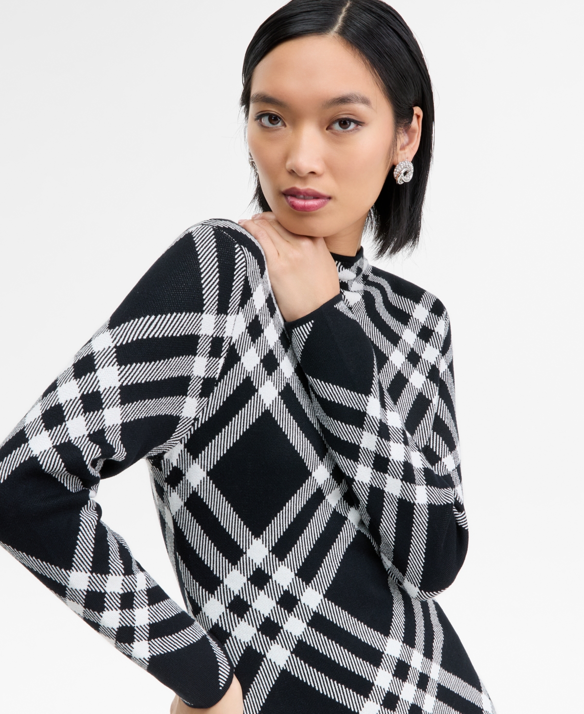 I.n.c. International Concepts Women's Plaid Knit Midi Dress, Macy's Exclusive