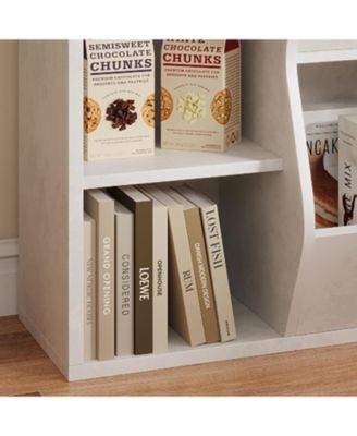 17" White Wood Multi-Tier Bookshelf Toy & Book Storage Kids Room Organizer Shelf for Boys & Girls