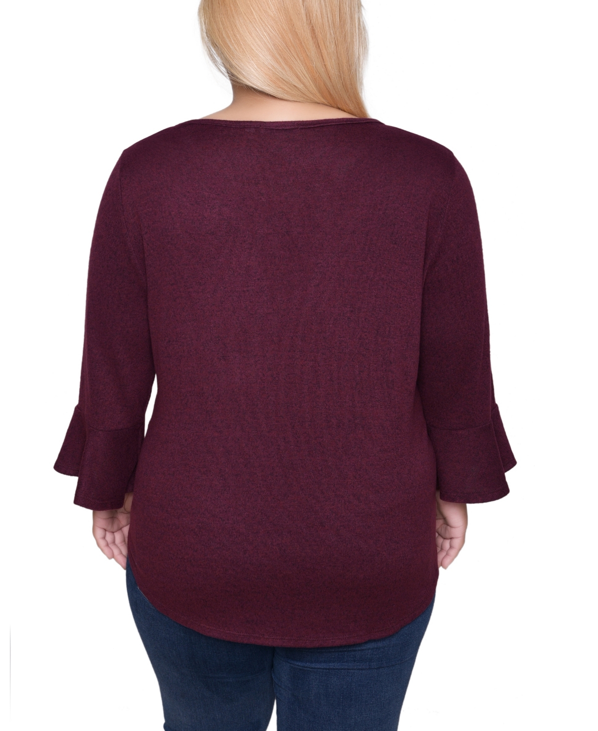 Ny Collection Plus Size 3/4 Bell Sleeve Top In Purple