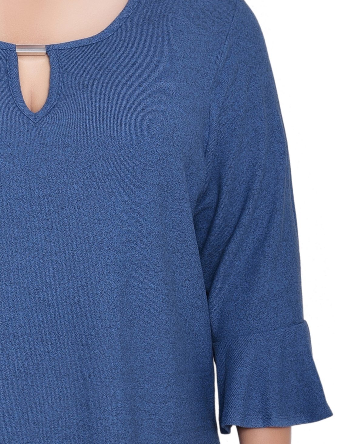 Ny Collection Plus Size 3/4 Bell Sleeve Top In Blue