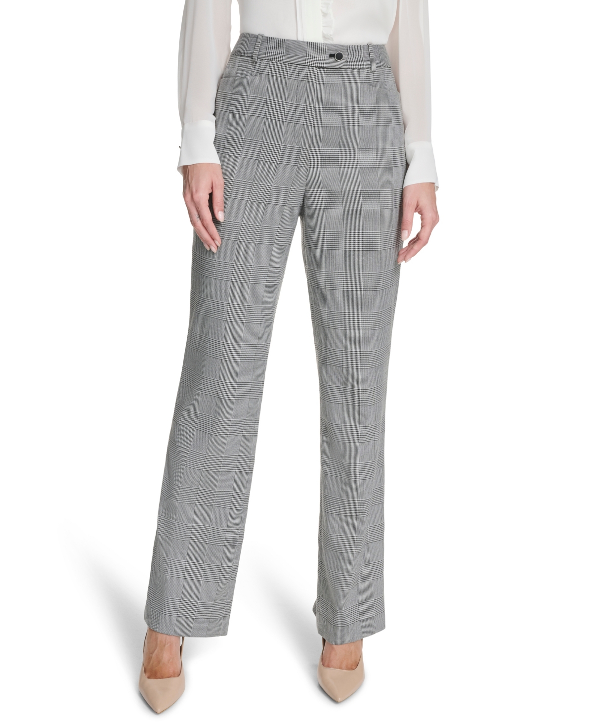 Calvin Klein Women's Houndstooth Mid-rise Pants In Multi