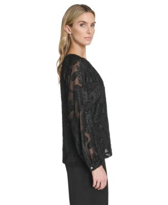 Women's Raglan Sleeve Metallic Blouse