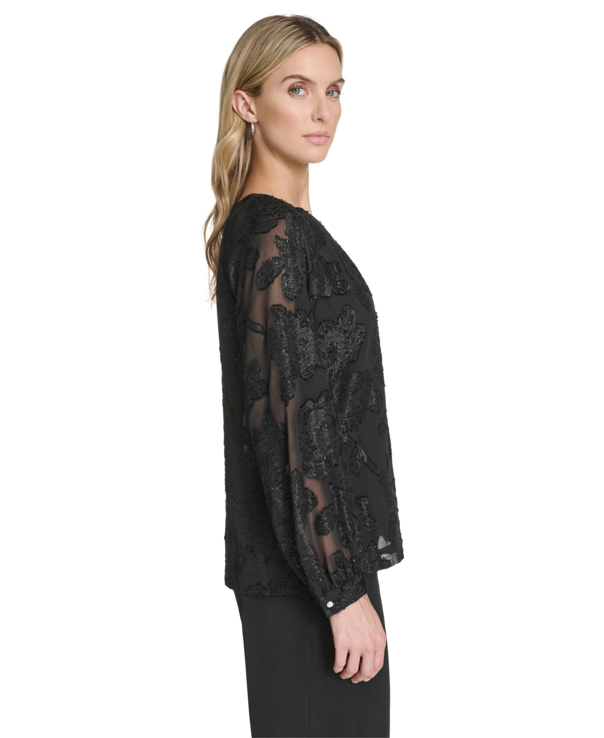 Calvin Klein Women's Raglan Sleeve Metallic Blouse