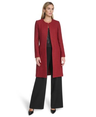 Women's Open-Front Shoulder Padded Long Jacket