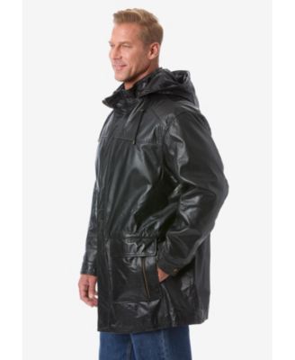 Big & Tall Hooded Leather Parka