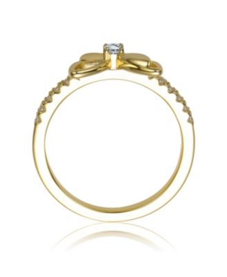 14K Gold Plated with Clear Cubic Zirconia Butterfly Design Statement Ring